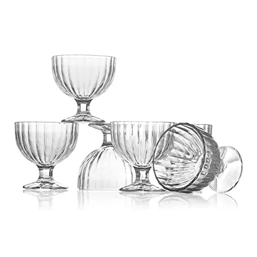 Uniglass Ice Cream Glass Bowls Set, 270ml, Set of 6, Transparent