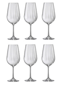 Bohemia Crystal Waterfall Wine Glass Set, 550ml, Set of 6pcs, Transparent, Non Lead Crystal Glass | Wine Glass