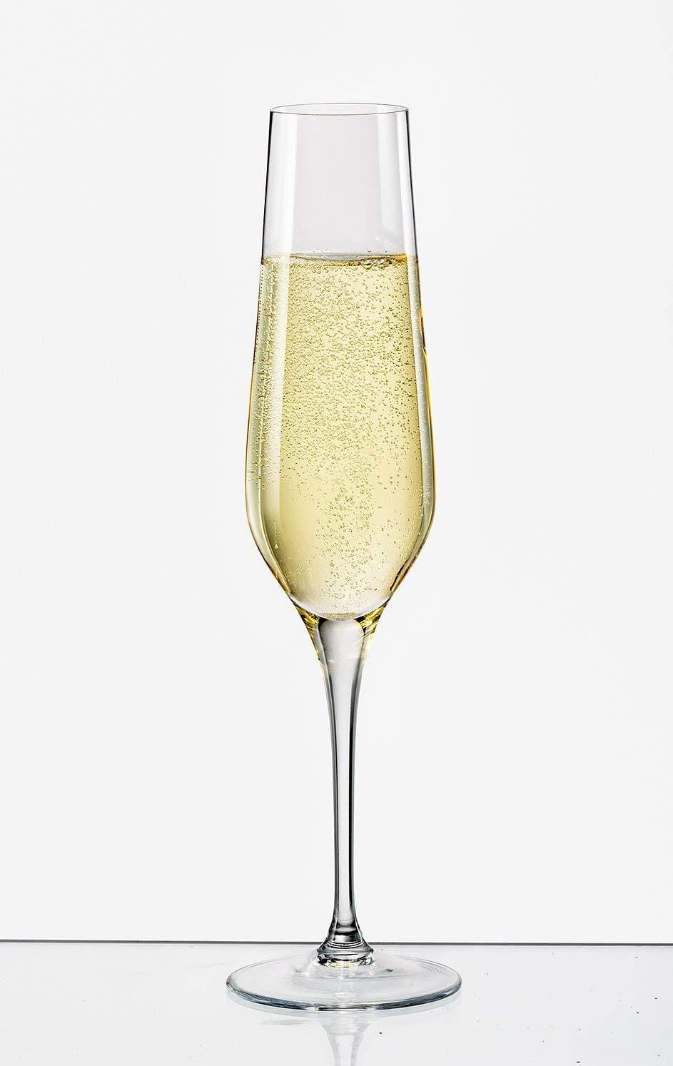 Bohemia Crystal Non Lead Crystal Rebecca Champagne Flute 195 ML Set of 6 pcs, Transparent, Non - Lead Crystal | Champagne Flute