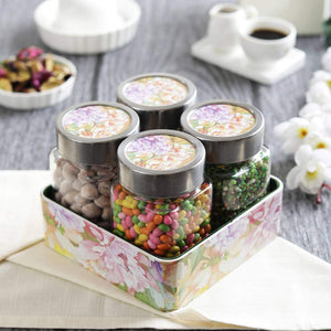 JVS Counter Organiser Treo Jars Lavender, 310 ml , Multicolour, 4 jars-1 stand | Jars & Containers