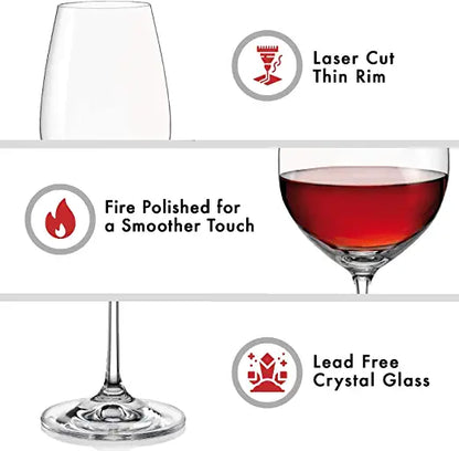 Bohemia Crystal Bar Red/White Wine Glass Set (350ml, Transparent) Set of 4