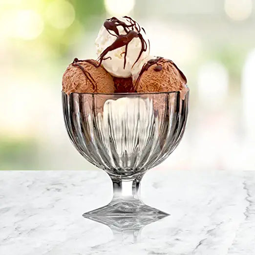 Uniglass Ice Cream Glass Bowls Set, 270ml, Set of 6, Transparent