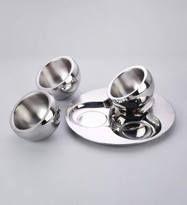 Sanjeev Kapoor Stainless Steel Bowl and Tray Set, 3 Bowl and 1 Tray | Serving Bowl