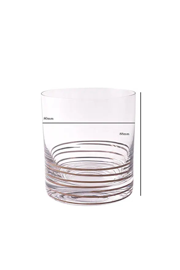 Bohemia Cystal Non Lead Crystal Barline Rings Whiskey Drinking Glass Set, Transparent, Non Lead Crystal, 280ml, Set of 6 pcs