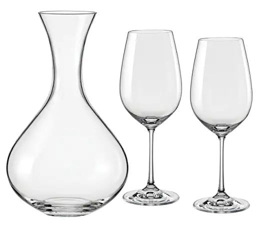 Bohemia Crystal Viola Wine Decanter set Crystal 3pcs, Transparent