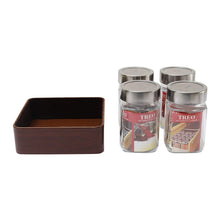 Load image into Gallery viewer, JVS Counter Organiser Treo Jars Walnut, 310 ml , Multicolour, 4 jars-1 stand | Jars &amp; Containers