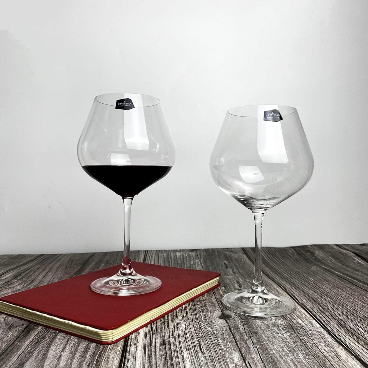 Bohemia Crystal Viola Wine Glass Set, 570ml, Set of 6pcs, Transparent, Non Lead Crystal Glass | Wine Glass
