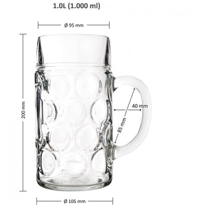 Oberglas Isar Imported Glass Jumbo Beer Mug 1000ml (1 litre)