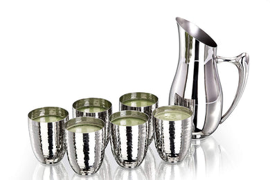 Sanjeev Kapoor Stainless Steel Drinkware Set, 6 Tumbler and 1 Jug | Jug and Glass set