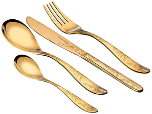 Sanjeev Kapoor Arc Stainless Steel Cutlery Set, 24-Pieces, Gold Titanium | Cutlery Set