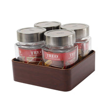 Load image into Gallery viewer, JVS Counter Organiser Treo Jars Walnut, 310 ml , Multicolour, 4 jars-1 stand | Jars &amp; Containers