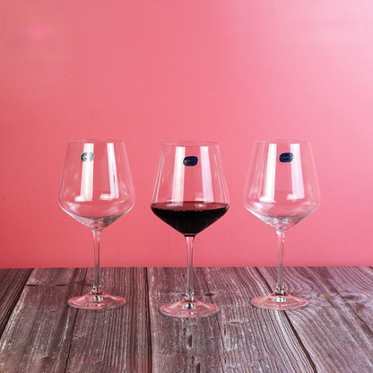 Bohemia Crystal Sandra Red Wine Glass Set, 570ml, Set of 6, Transparent
