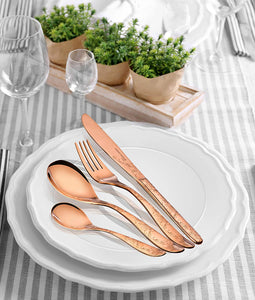 Sanjeev Kapoor Arc Stainless Steel Cutlery Set, 24-Pieces, Rose Gold Titanium | Cutlery Set
