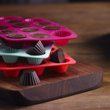 Load image into Gallery viewer, Trudeau Silicone Chocolate Mould Set, Set of 3, Pink/Green/Red | Kitchen Tools