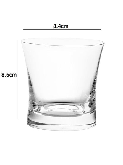Bohemia Crystal Grace Whiskey Glass Set, 280ml, Set of 6, Lead Free Crystal, Transparent | Whiskey Glass