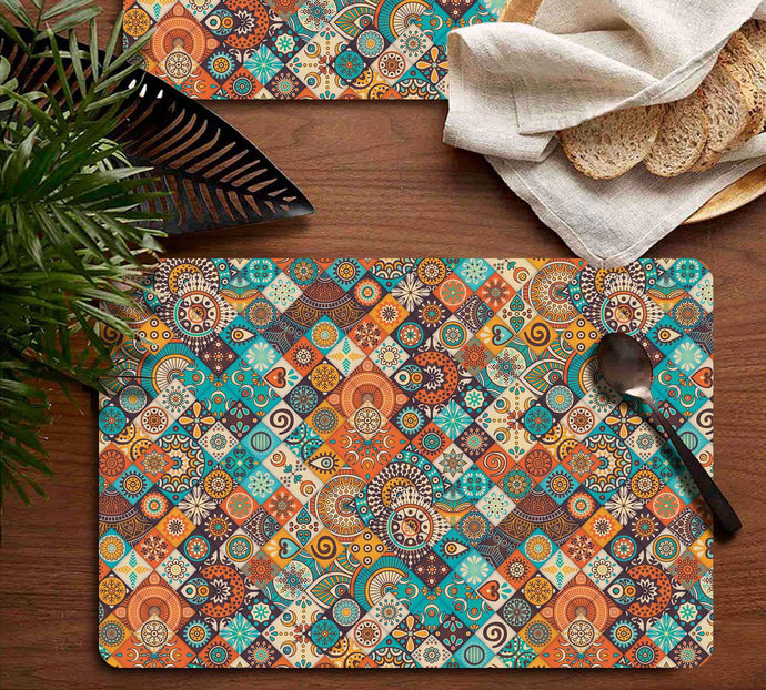 Smartserve Printed Rectangular MDF Wooden Placemats 11.5 x 17.5 Inch, D21