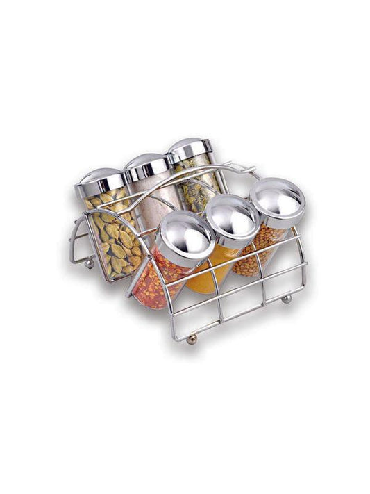 JVS SPICE RACK 6 JAR Chrome | Kitchen Storage