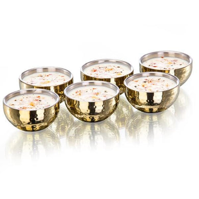 Sanjeev Kapoor Double Walled Stainless Steel Bowl Set, 6-Pieces, Gold Titanium | Katori