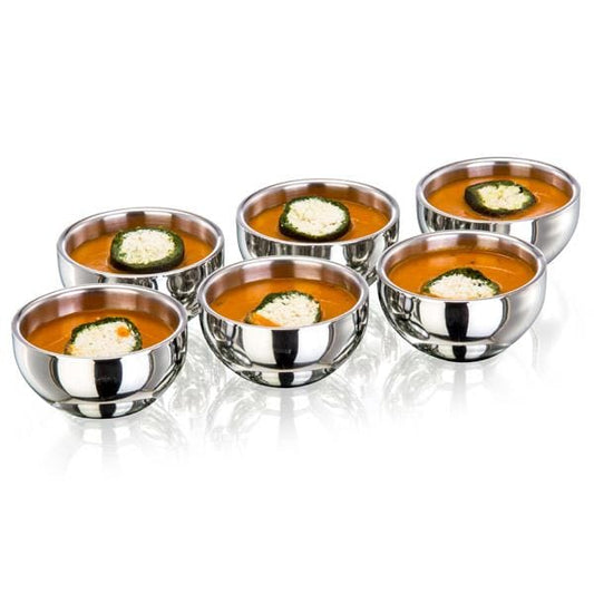 Sanjeev Kapoor Double Walled Stainless Steel Bowl Set, 6-Pieces, Mirror Finish | Katori