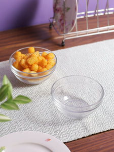 Uniglass Stackable Salad/Curry/Dessert/Serving Glass Bowls Set (Transparent, 370ml) - Set of 6