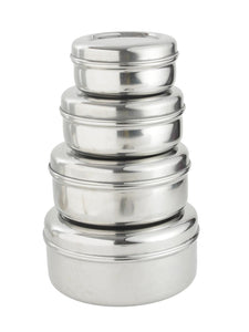 Smartserve Stainless Steel Sada Puri Dabba, Set of 4 | Food Container
