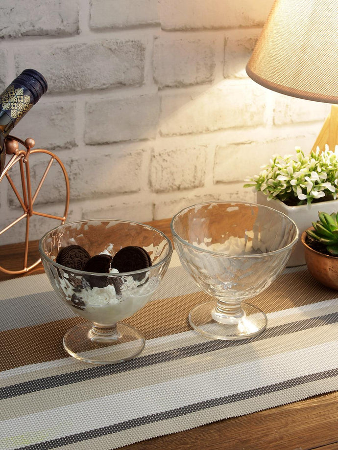 Uniglass Quartz Dessert Glass Bowls Set (Transparent, 375ml) -Set of 6 | Bowl
