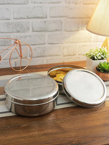 Smartserve Stainless Steel Sadda Puri Dabba, Set of 2 | Food Container