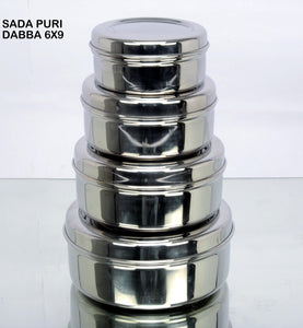 Smartserve Stainless Steel Sada Puri Dabba Food Storage Containers, Set of 4 | Food Container
