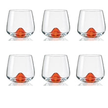 Load image into Gallery viewer, Bohemia Crystal Island Whiskey Glass, 6 Pieces, Orange Base, 310 ml | Whiskey Glass