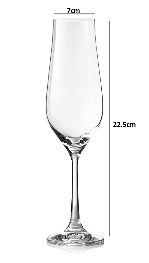 Bohemia Crystal Tulipa Champagne Flutes Glass Set, 170ml, Set of 6