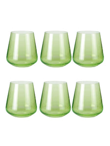 Whiskey Glass 400 ML Set of 6 Pcs, Full Green | Bohemia Crystal Siesta | Whiskey Glass
