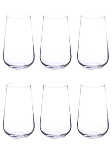 bohemia-crystal Sandra Tall Cocktail/Mocktail/Vodka/Juice Glass Set, 440ml, Set of 6, Transparent
