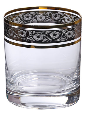 Bohemia Crystal Barline Whiskey Glass Set, 280ml, Set of 6pcs, Gold Colour, Non Lead Crystal Glass | Whiskey Glass
