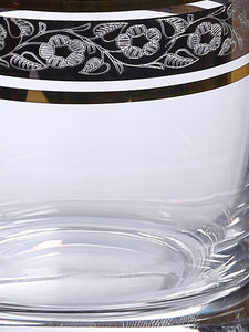 Bohemia Crystal Barline Whiskey Glass Set, 280ml, Set of 6pcs, Gold Colour, Non Lead Crystal Glass | Whiskey Glass