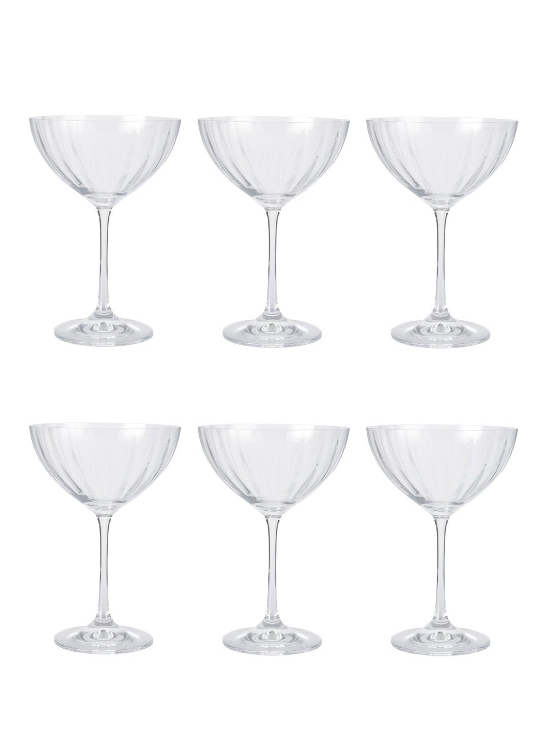 Bohemia Crystal Waterfall Cocktail Glass 340ML set of 6 pcs , Transparent , Non - lead Crystal | Cocktail Glass