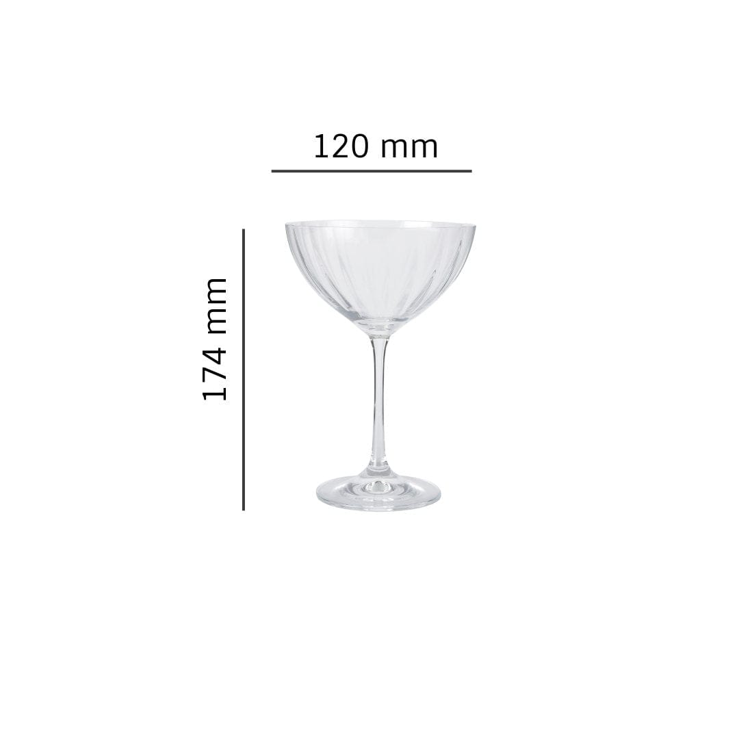 Bohemia Crystal Waterfall Cocktail Glass 340ML set of 6 pcs , Transparent , Non - lead Crystal | Cocktail Glass