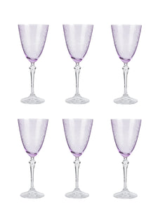 bohemia-crystal Eliezabeth Pantograph Red Wine Glass Set, 350ml, Set of 6, Purple