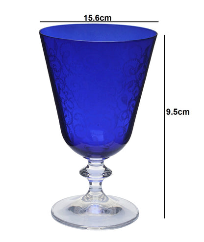 bohemia-crystal Bella Engraved Red Wine Glass Set, 350ml, Set of 6, Dark Blue