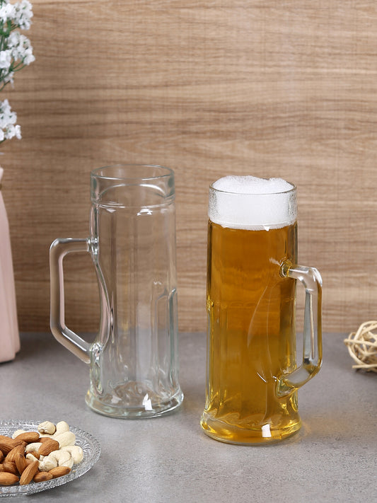 Stylish Beer Mug with Raised Bands - Crafted with premium-quality glass from Poland.