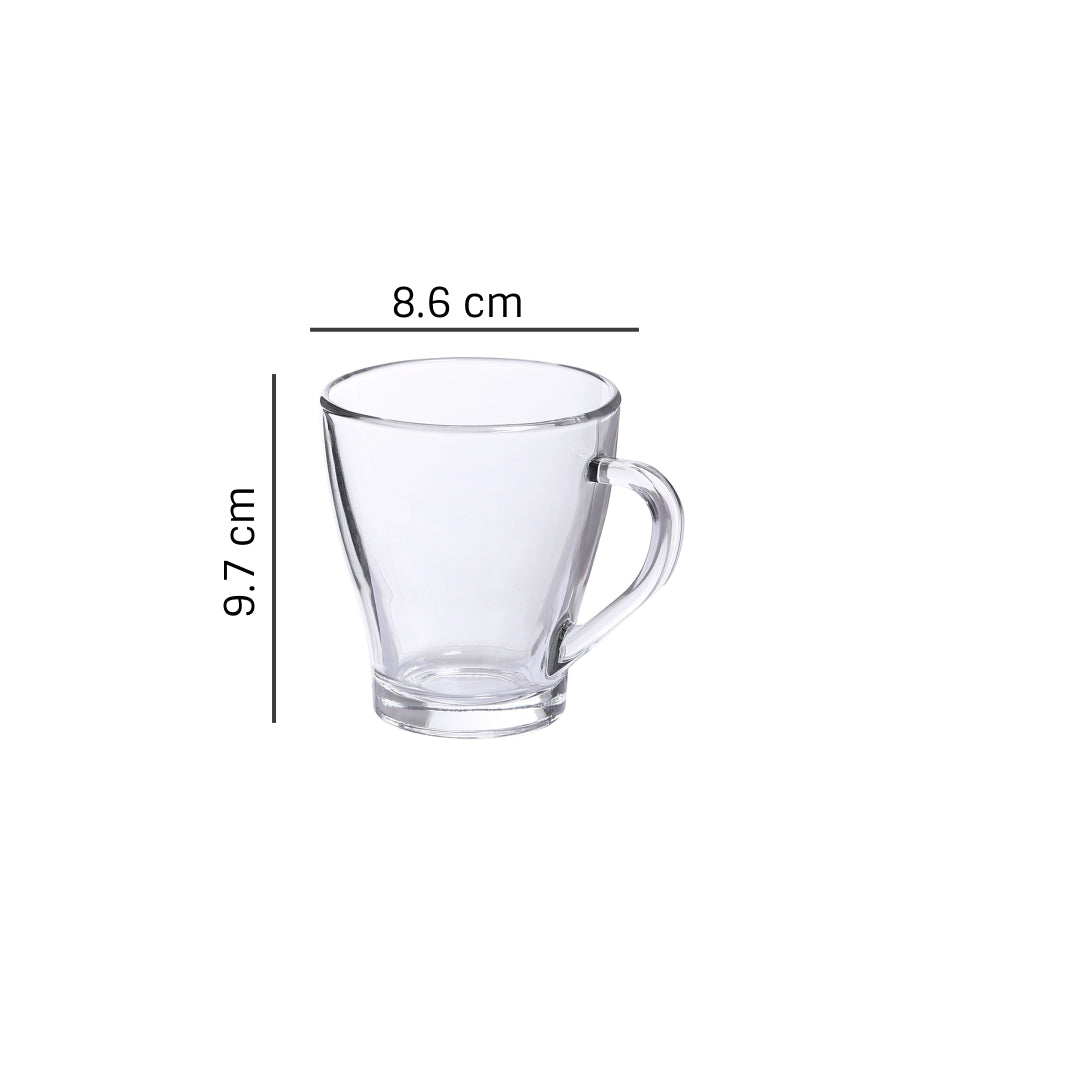 UNIGLASS Hollywood Imported Glass Coffee/Tea Mug Set, 255ml, Set of 2