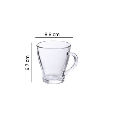 UNIGLASS Hollywood Imported Glass Coffee/Tea Mug Set, 255ml, Set of 2