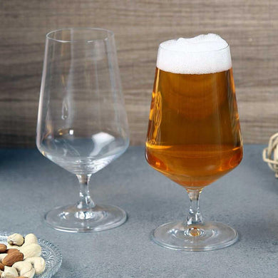 Bohemia Crystal Sandra Beer Glass Set, 380ml, Set of 2pcs, Transparent, Non Lead Crystal Glass | Beer Glass