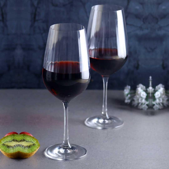 Bohemia Crystal Waterfall Wine Glass Set, 550ml, Set of 6pcs, Transparent, Non Lead Crystal Glass | Wine Glass