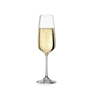 Bohemia Crystal Imported Premium Gisselle Champagne Flute Glass Set, 190 ml (6.75 oz), Set of 6