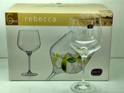 Bohemia Crystal Non Lead Crystal Rebecca Wine Glass 820 ML Set of 6 pcs, Transparent, Non - Lead Crystal | Wine Glass