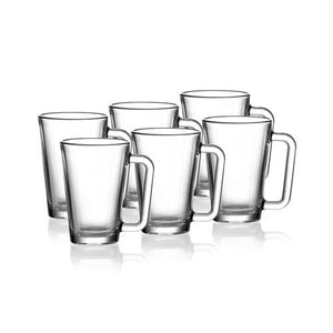 Uniglass Angeles Glass Coffee Mug Set, 260ml, Set of 6, Clear | Coffee Mug