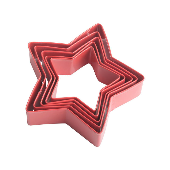 Trudeau Stainless Steel Star Cookie Cutter Set, Set of 5, Red | kit