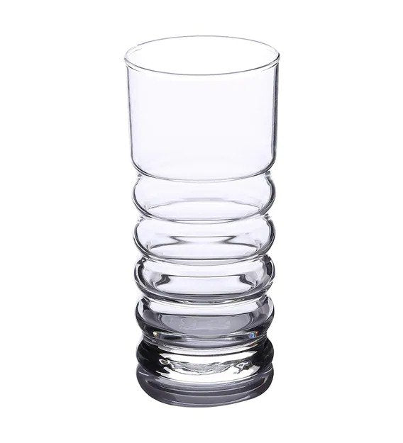 UNIGLASS Twist Tall Cocktail/Mocktail/Vodka/Juice/Beer/Water/Whiskey Glasses Set, 365ml, Set of 6