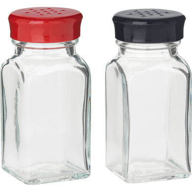 Trudeau Maison Wink Glass Salt N Pepper Shake Set, Set of 2, Red/Black | 