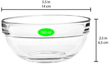 Load image into Gallery viewer, Uniglass Stackable Serving/Mixing Glass Bowls Set (Transparent, 580ml) - Set of 3 | Bowl